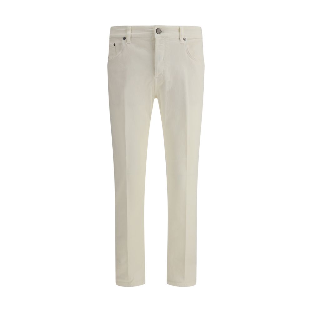 PT Torino Schmale Baumwolljeans in Creme