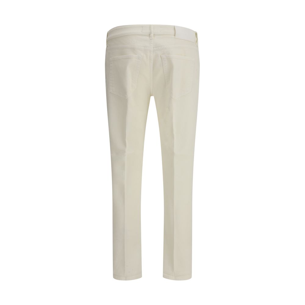 PT Torino Schmale Baumwolljeans in Creme