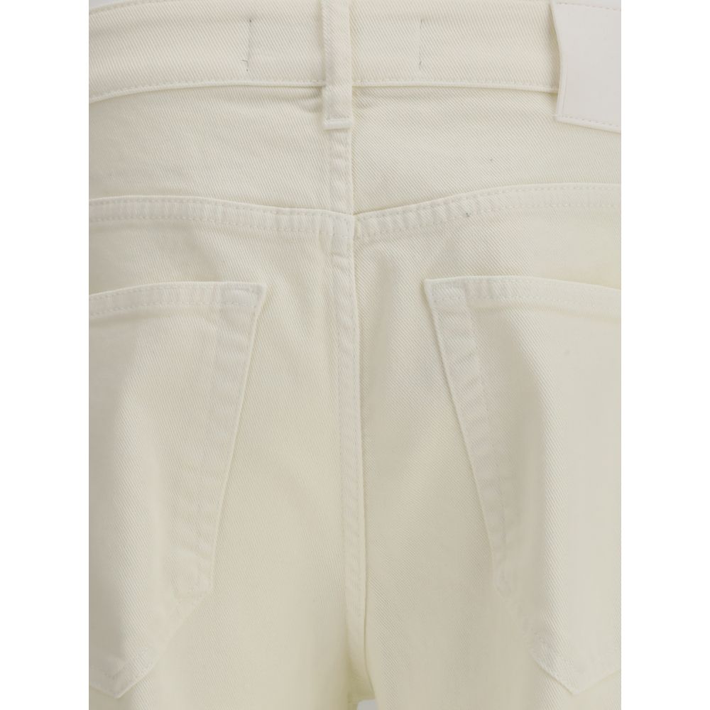 PT Torino Schmale Baumwolljeans in Creme