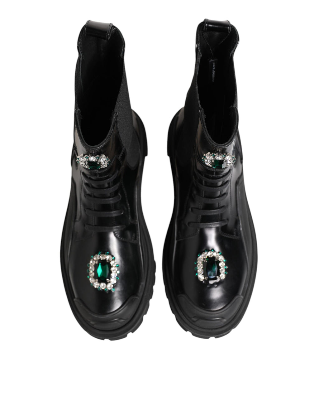 Dolce & Gabbana Schwarzer Kristall verschönert Kampfstiefel Schuhe