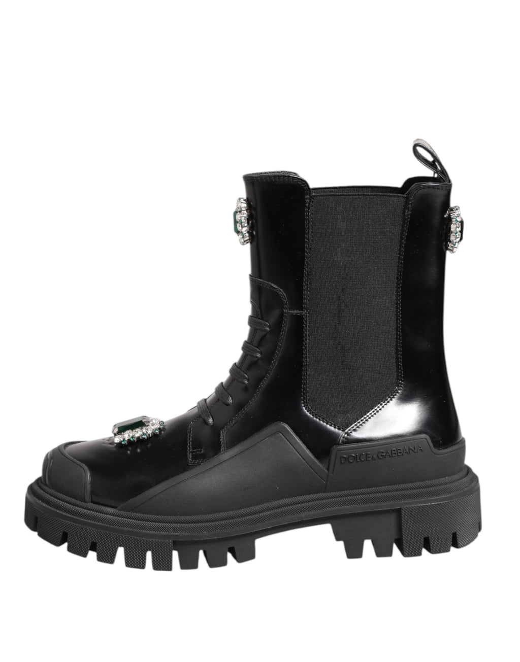 Dolce & Gabbana Schwarzer Kristall verschönert Kampfstiefel Schuhe