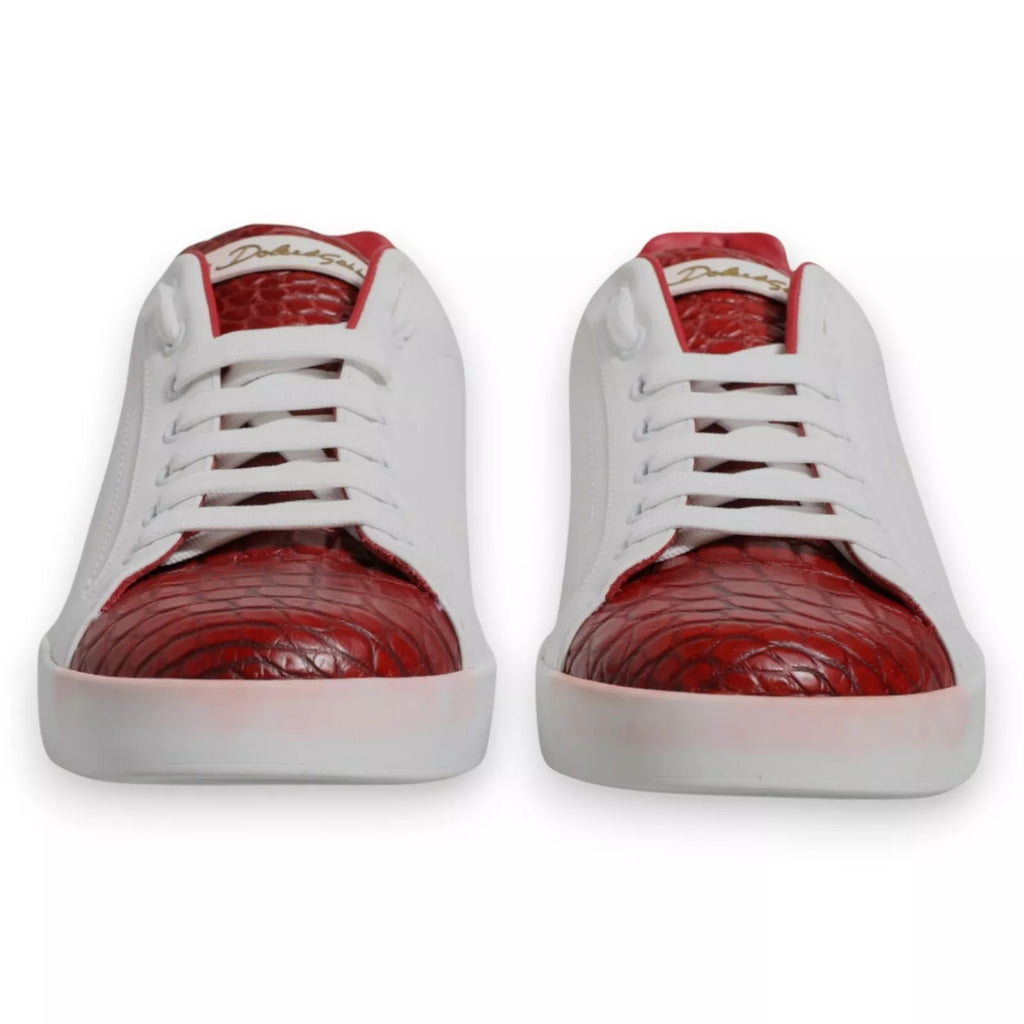 Dolce & Gabbana Weiß Rot Leder Logo Portofino Sneaker