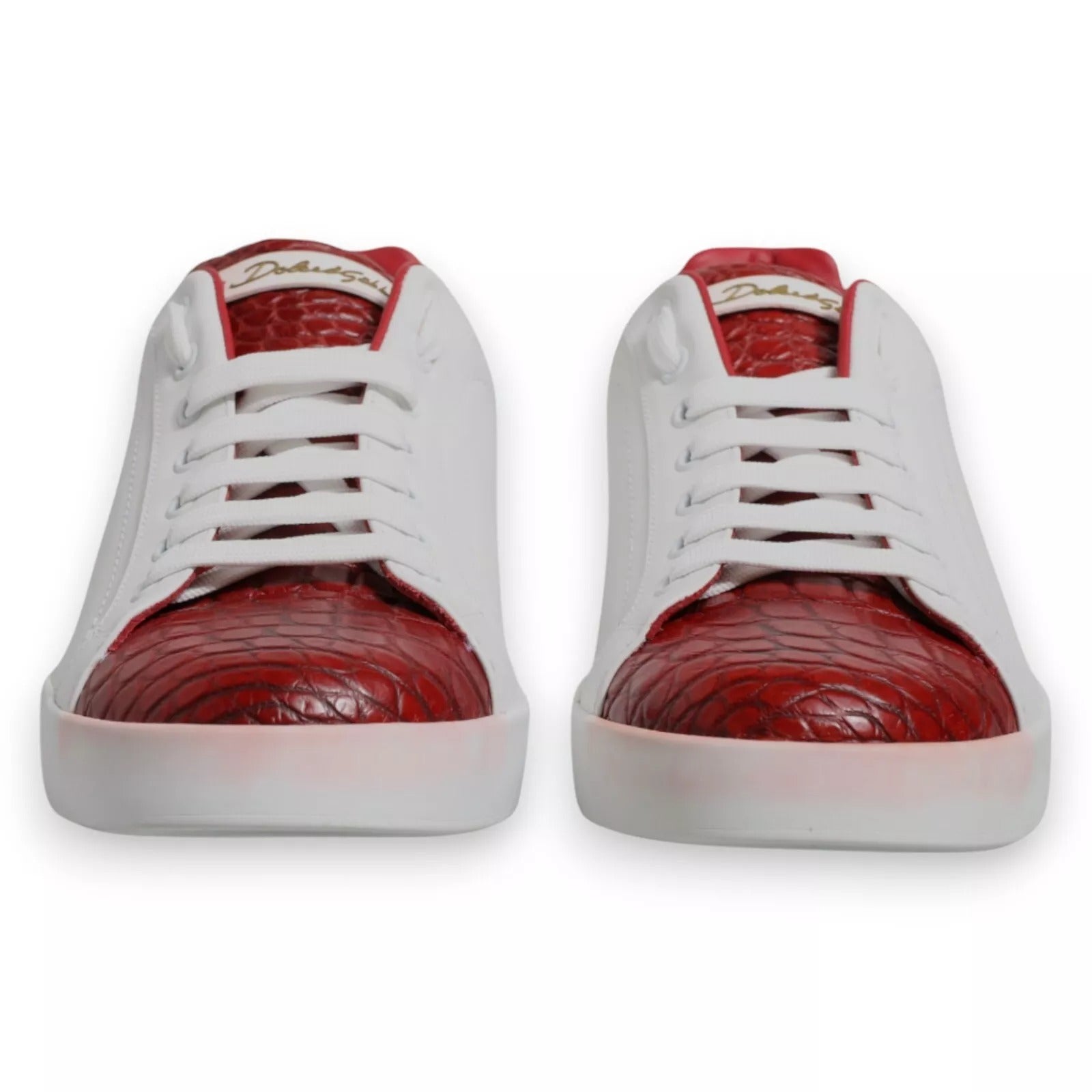 Dolce & Gabbana Weiß Rot Leder Logo Portofino Sneaker