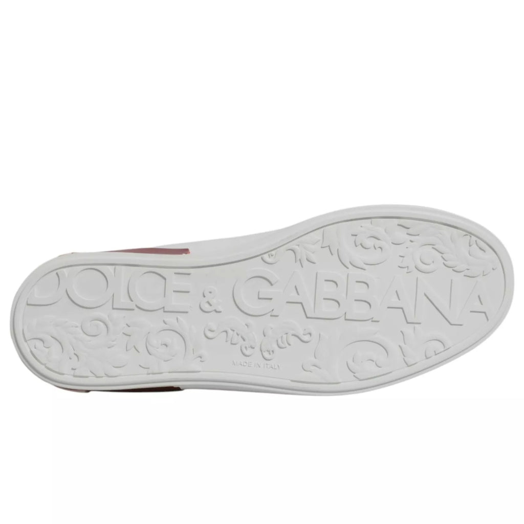 Dolce & Gabbana Weiß Rot Leder Logo Portofino Sneaker
