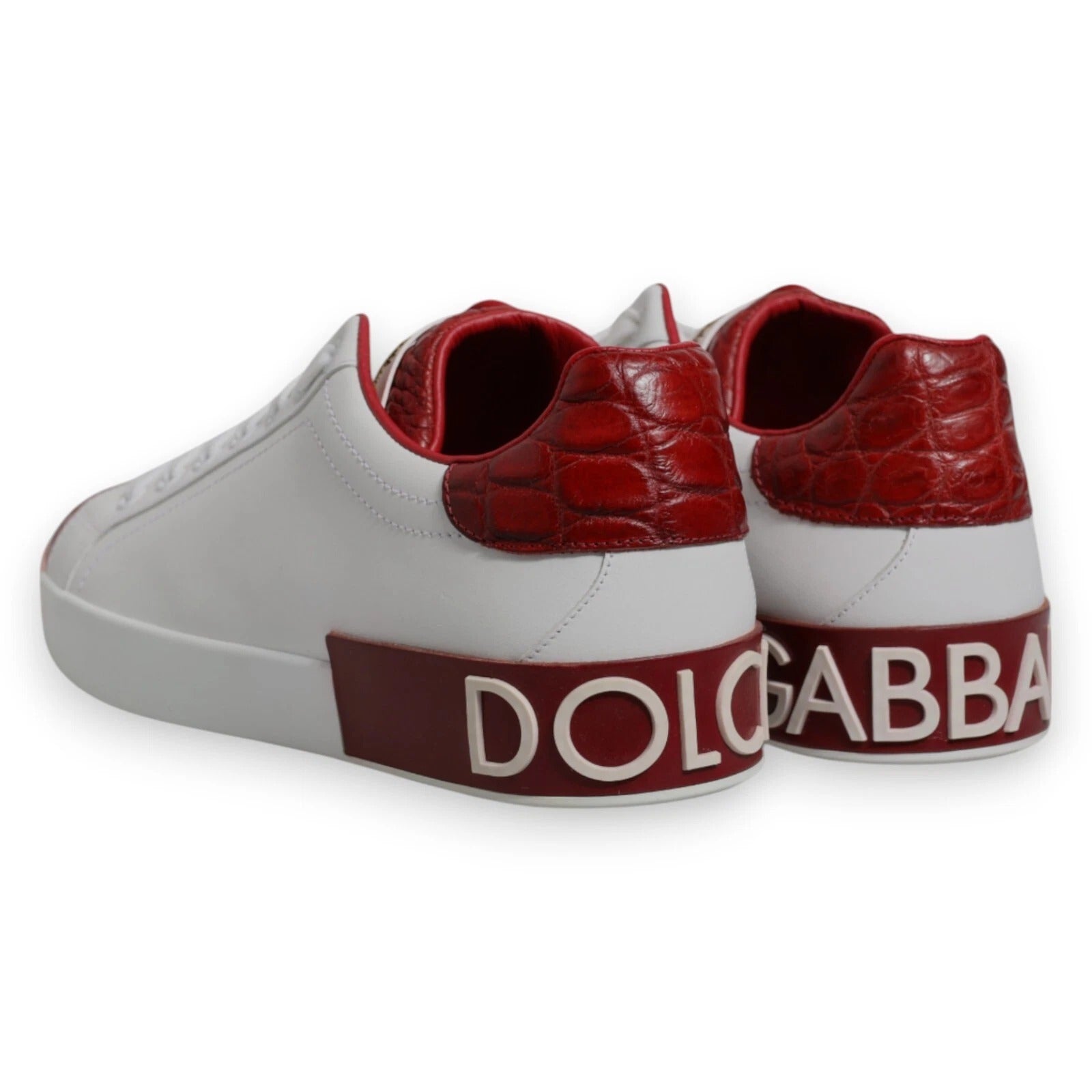 Dolce & Gabbana Weiß Rot Leder Logo Portofino Sneaker