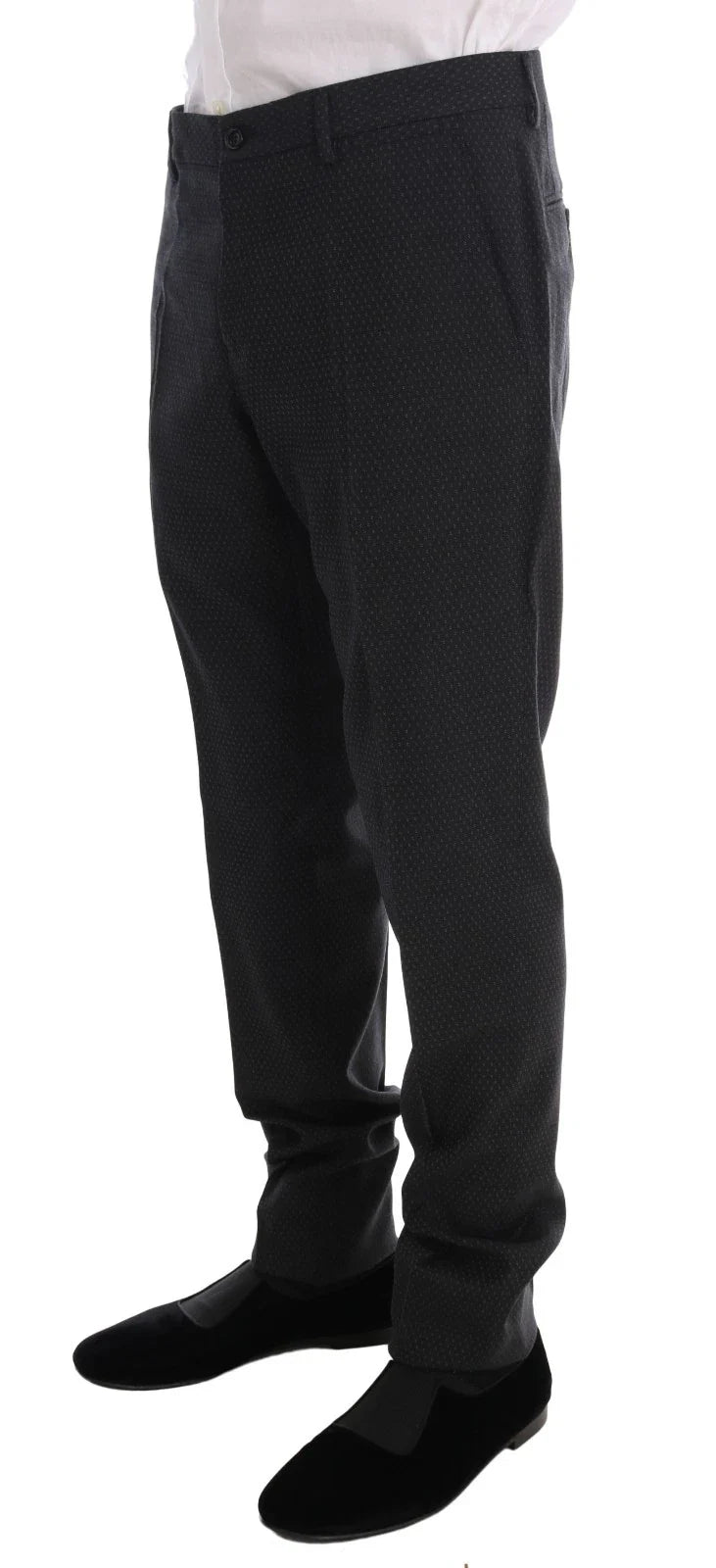 Dolce & Gabbana Grauer gemusterter Wollanzug 3 Stück Slim Suit