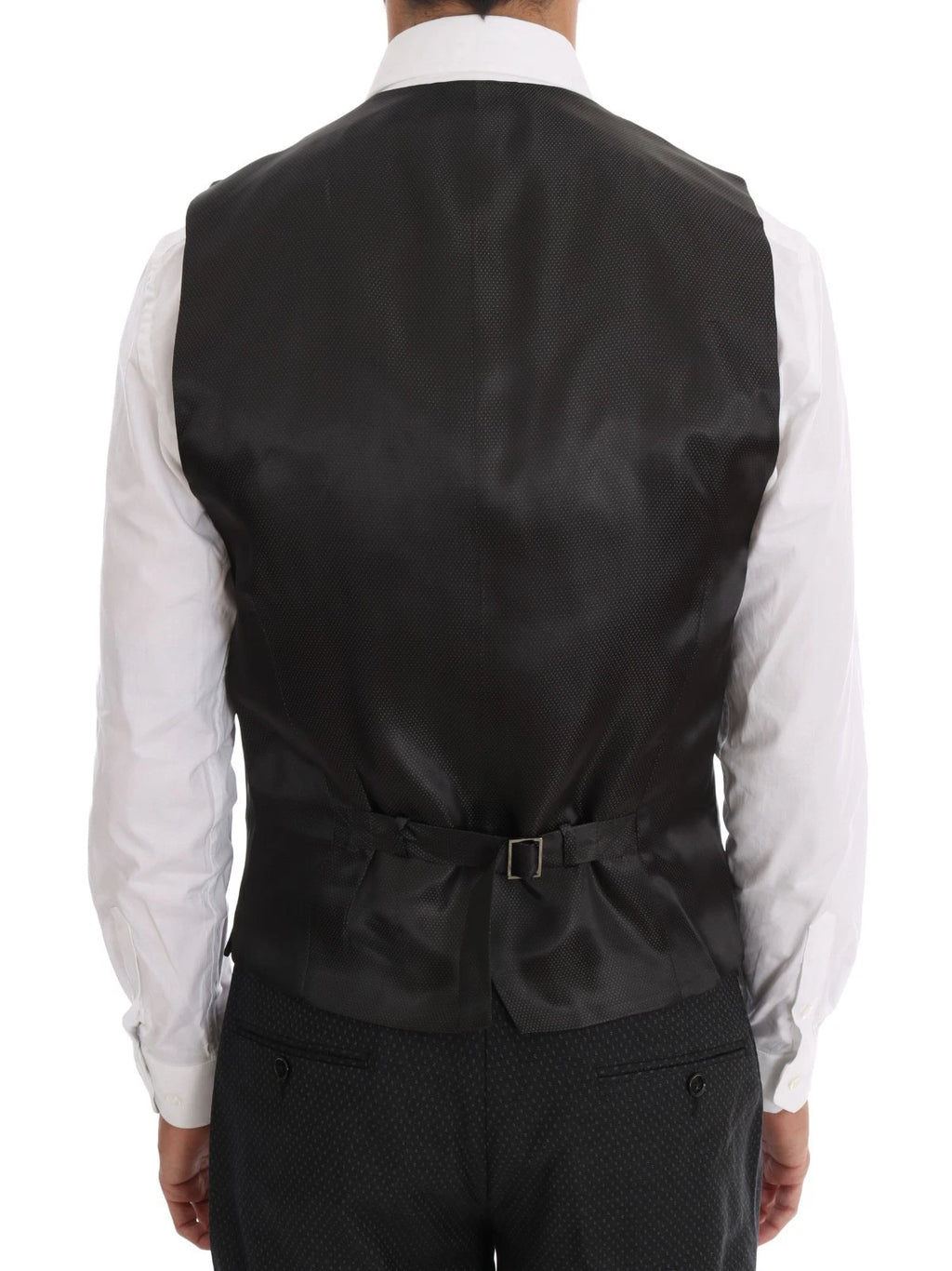 Dolce & Gabbana Grauer gemusterter Wollanzug 3 Stück Slim Suit