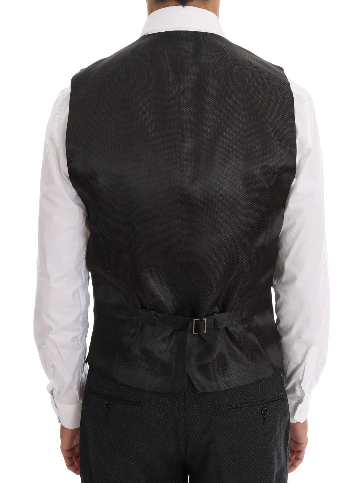 Dolce & Gabbana Grauer gemusterter Wollanzug 3 Stück Slim Suit