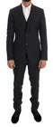 Dolce & Gabbana Grauer gemusterter Wollanzug 3 Stück Slim Suit