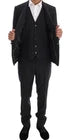 Dolce & Gabbana Grauer gemusterter Wollanzug 3 Stück Slim Suit