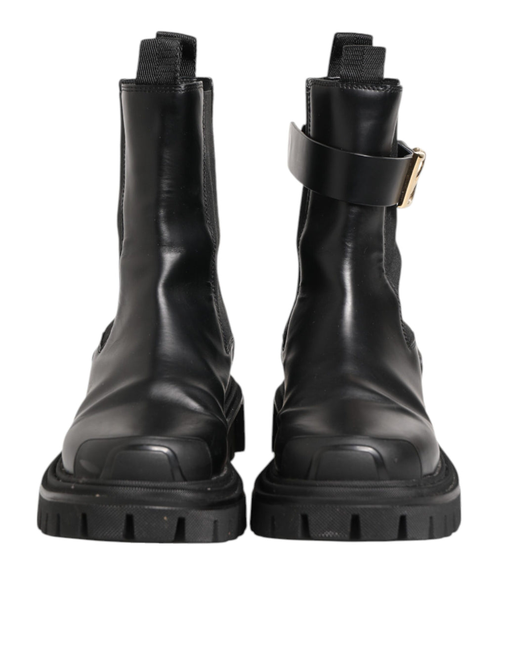 Dolce & Gabbana Schwarz Gold DG Logo Trekking Wadenstiefel Schuhe