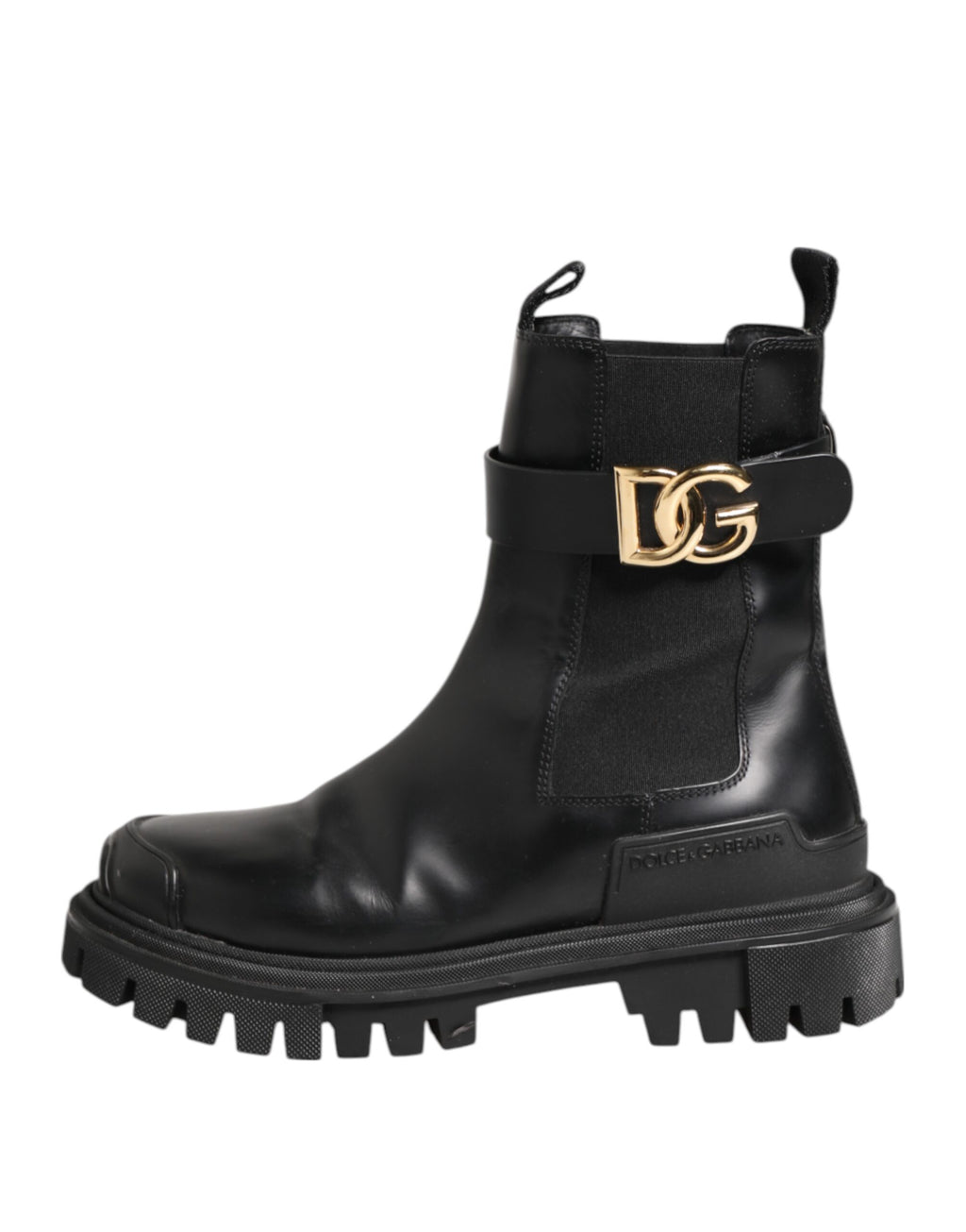 Dolce & Gabbana Schwarz Gold DG Logo Trekking Wadenstiefel Schuhe