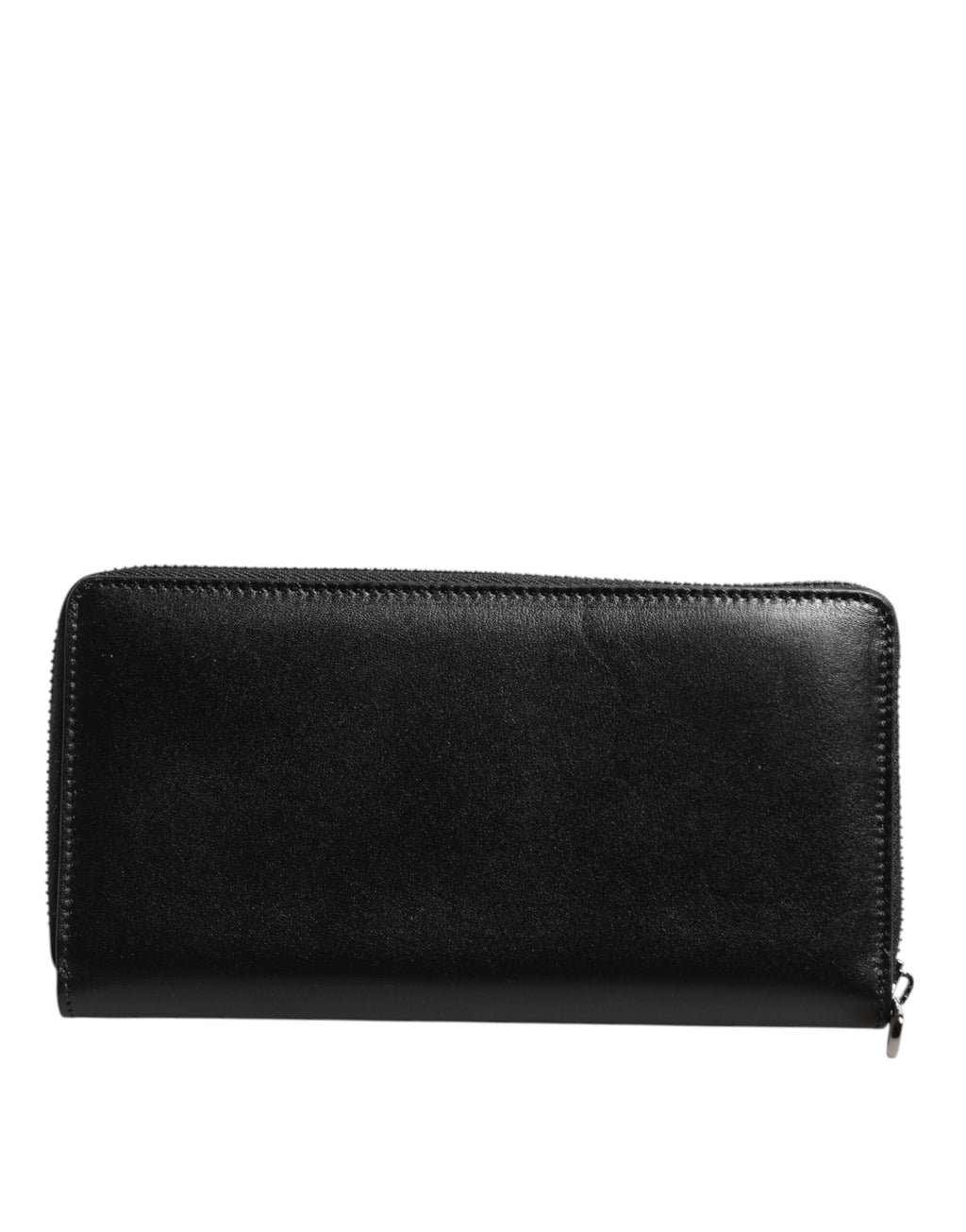 Dolce & Gabbana Schwarzes Leder Logo-Plakette Zip Around Continental Brieftasche