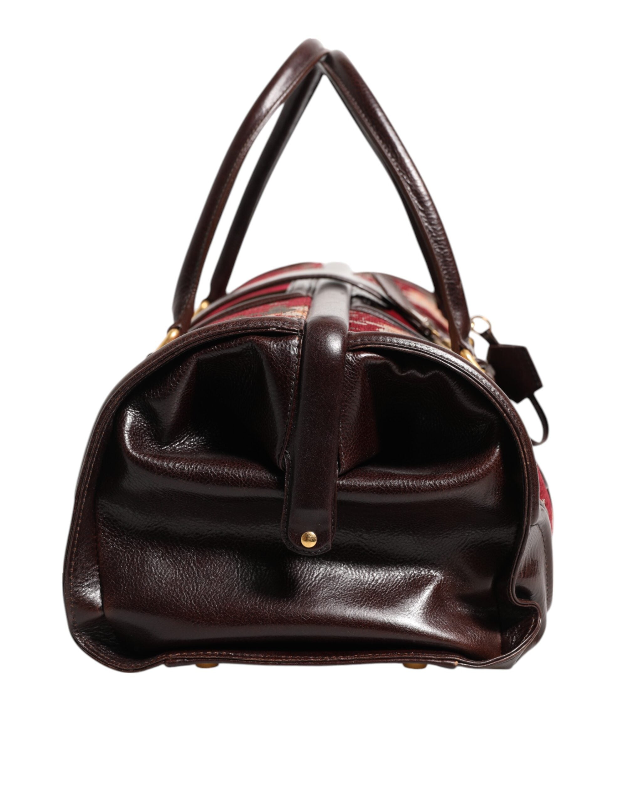 Dolce & Gabbana Multicolor Leder Jacquard Samt Reisetasche Duffle Bag