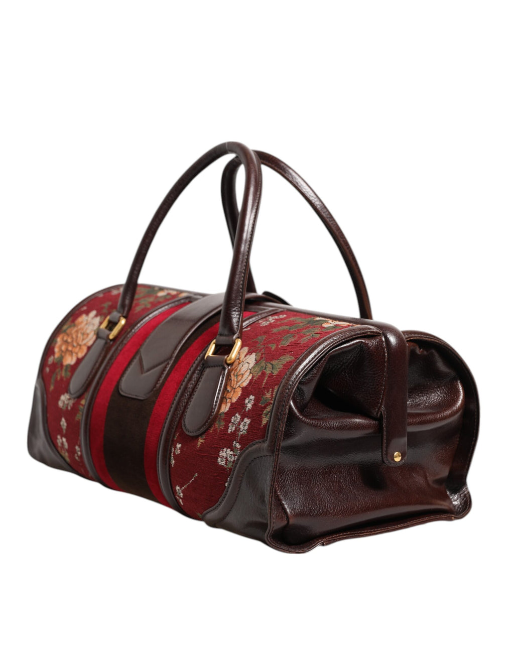 Dolce & Gabbana Multicolor Leder Jacquard Samt Reisetasche Duffle Bag
