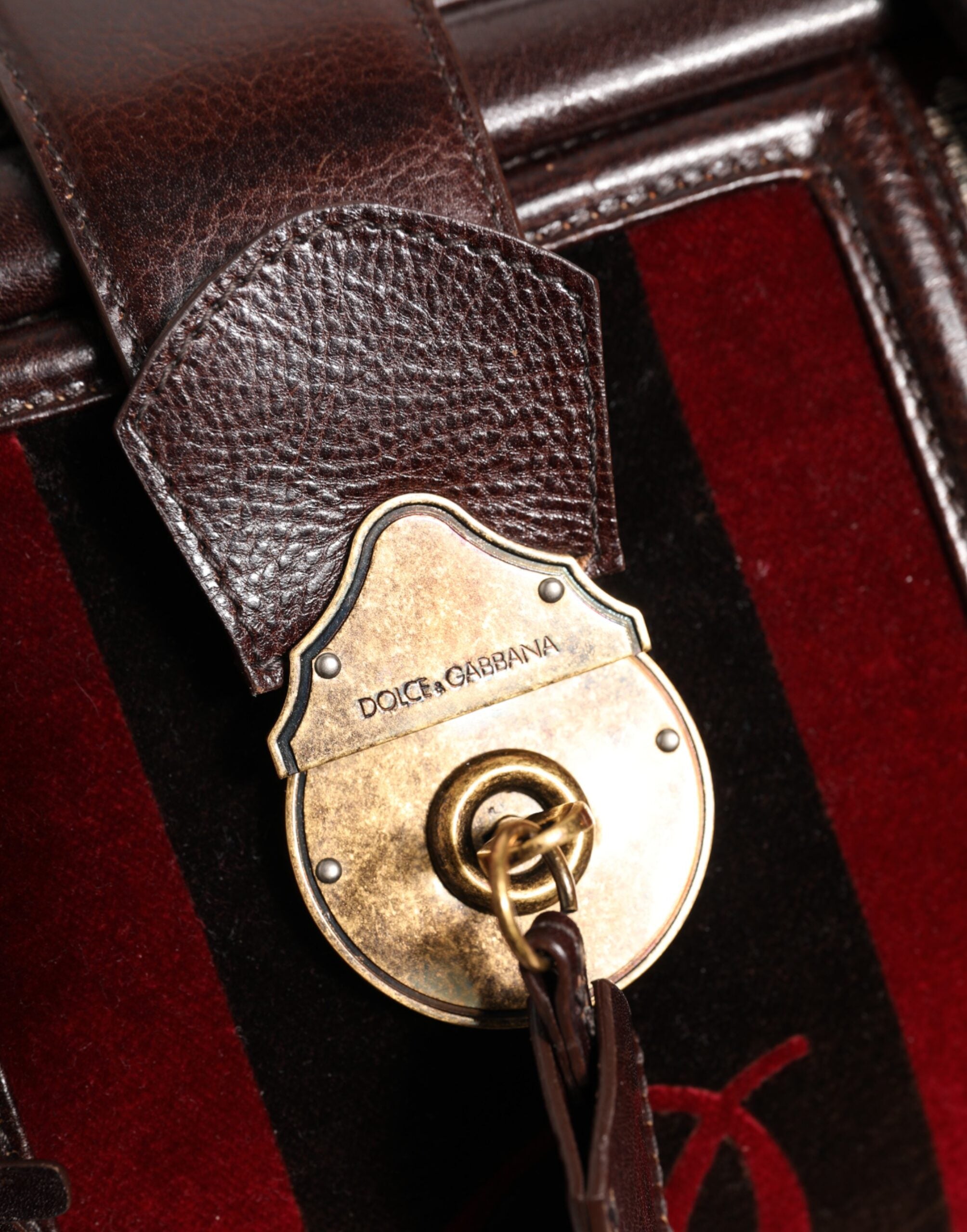 Dolce & Gabbana Multicolor Leder Jacquard Samt Reisetasche Duffle Bag