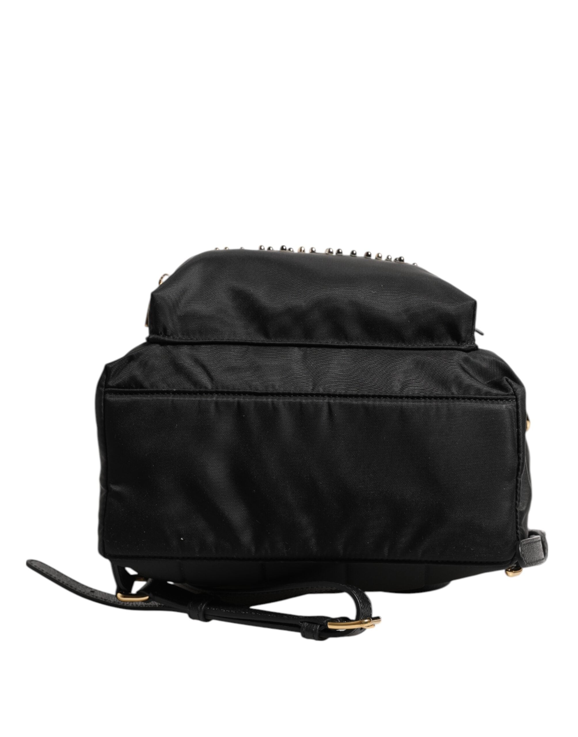 Dolce & Gabbana Schwarzes Nylon #DGFAMILY VULCANO verschönerte Rucksacktasche