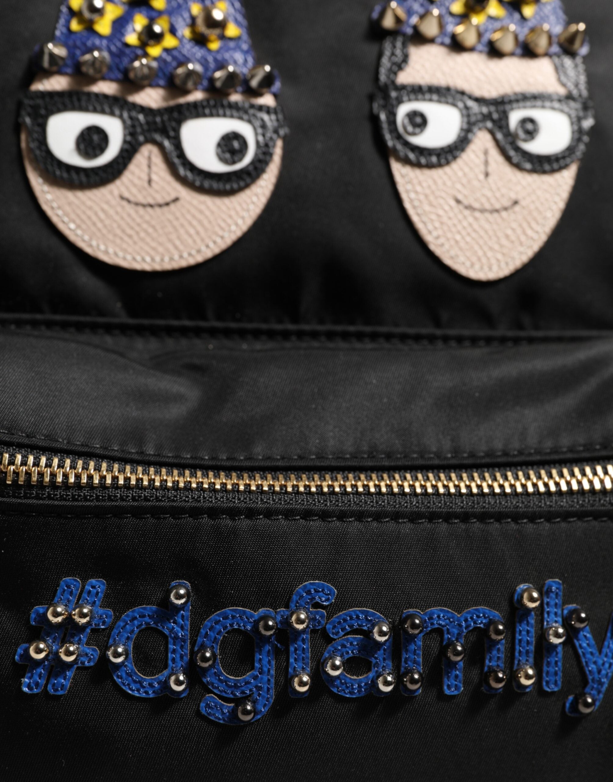 Dolce & Gabbana Schwarzes Nylon #DGFAMILY VULCANO verschönerte Rucksacktasche