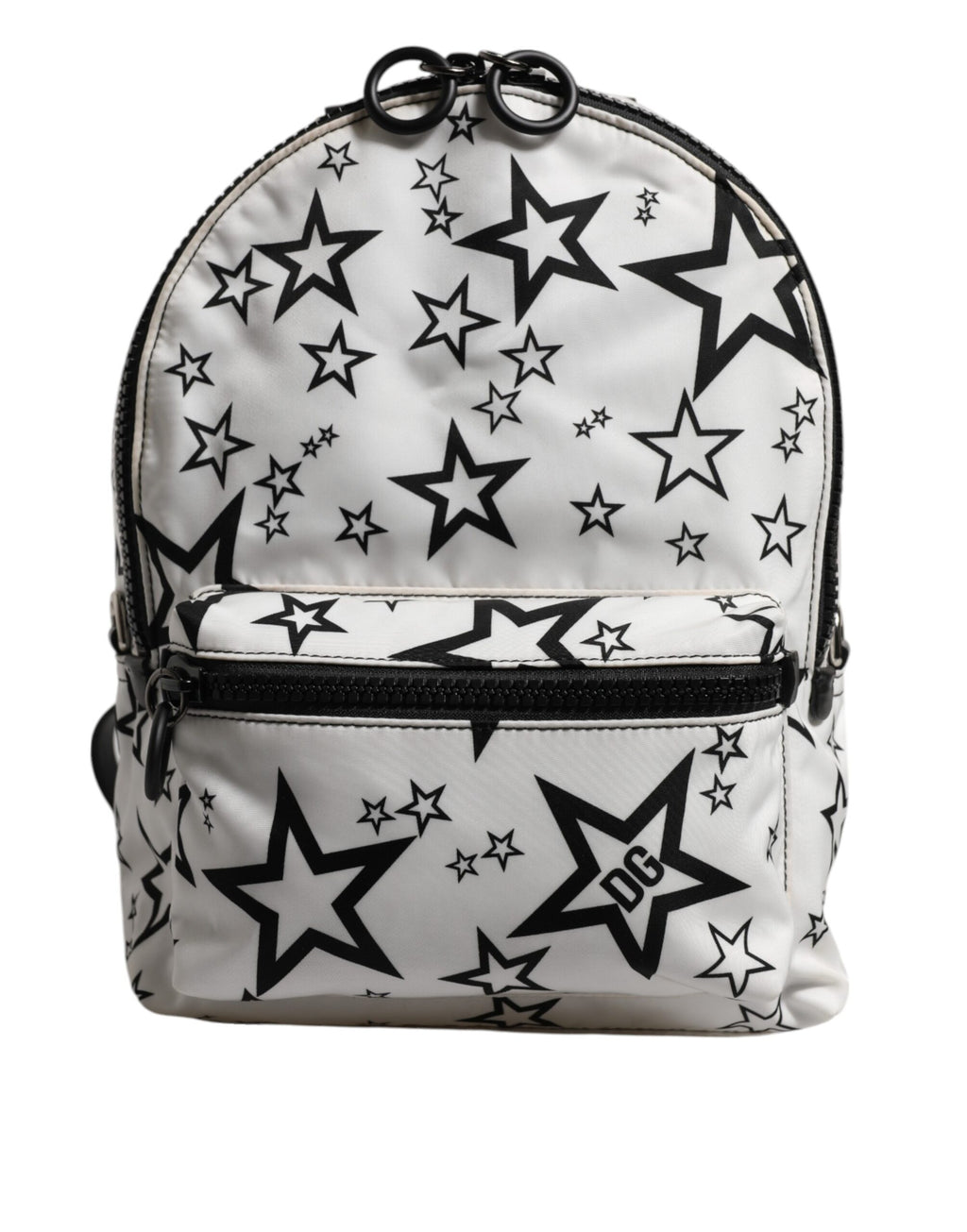 Dolce & Gabbana Weiße DG Sterne Druck Nylon Reise Rucksack Tasche
