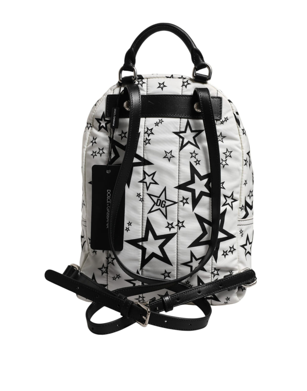Dolce & Gabbana Weiße DG Sterne Druck Nylon Reise Rucksack Tasche