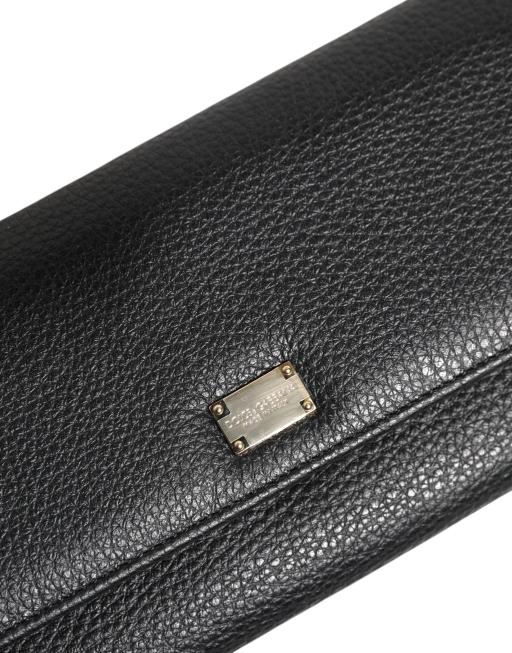 Dolce & Gabbana Schwarzes Leder Trifold Logo Plaque Kartenhalter Brieftasche