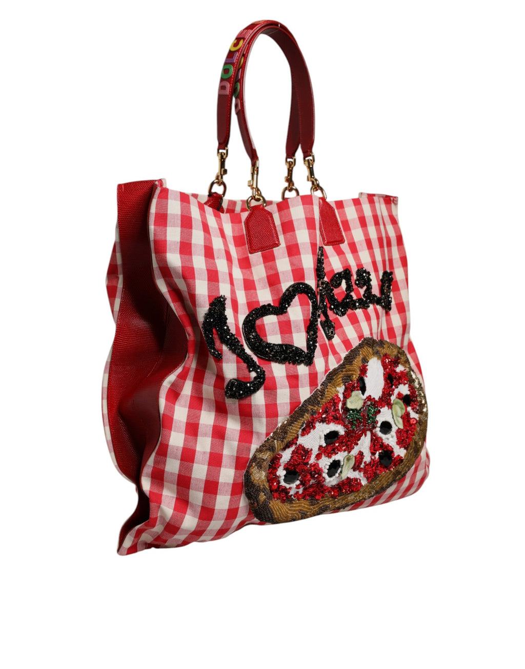 Dolce & Gabbana Rote, mit Strass verzierte I Love Pizza-Tasche