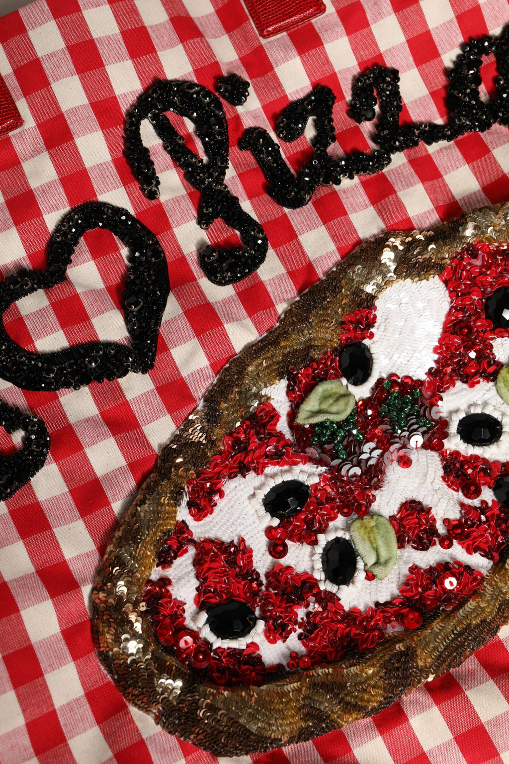 Dolce & Gabbana Rote, mit Strass verzierte I Love Pizza-Tasche