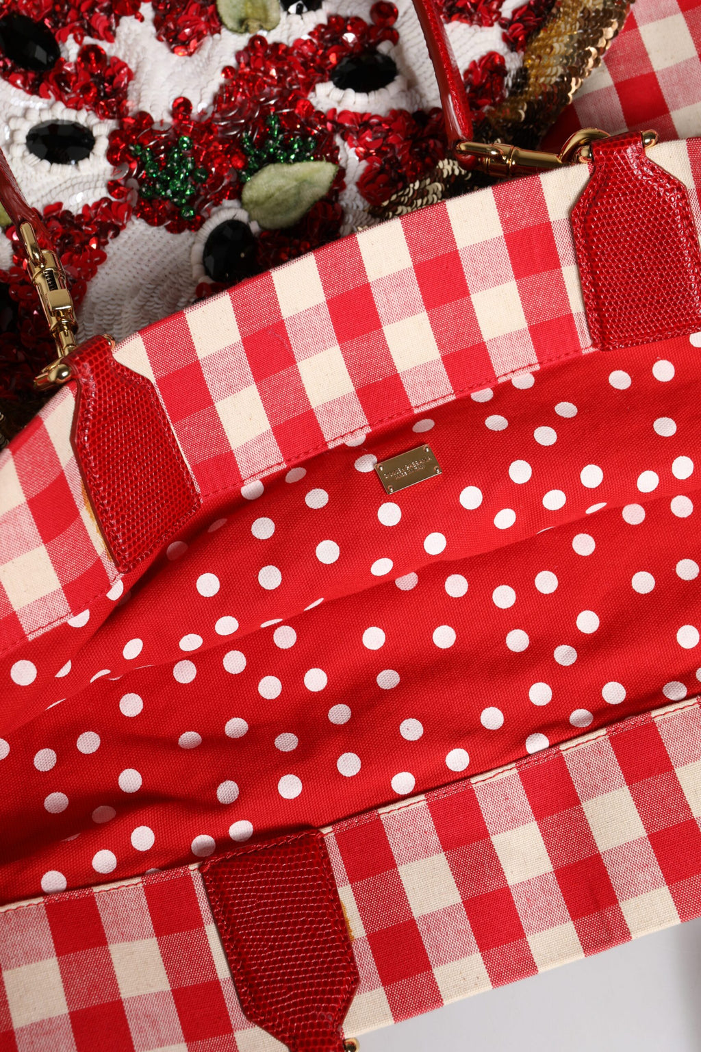 Dolce & Gabbana Rote, mit Strass verzierte I Love Pizza-Tasche