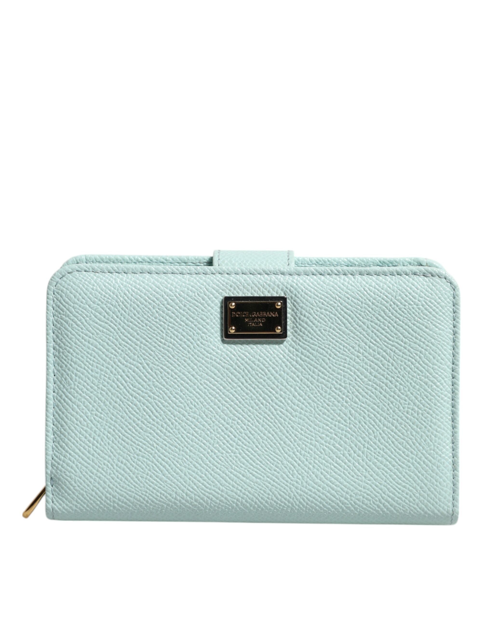 Dolce & Gabbana Mintgrünes Leder Bifold Continental Clutch Portemonnaie