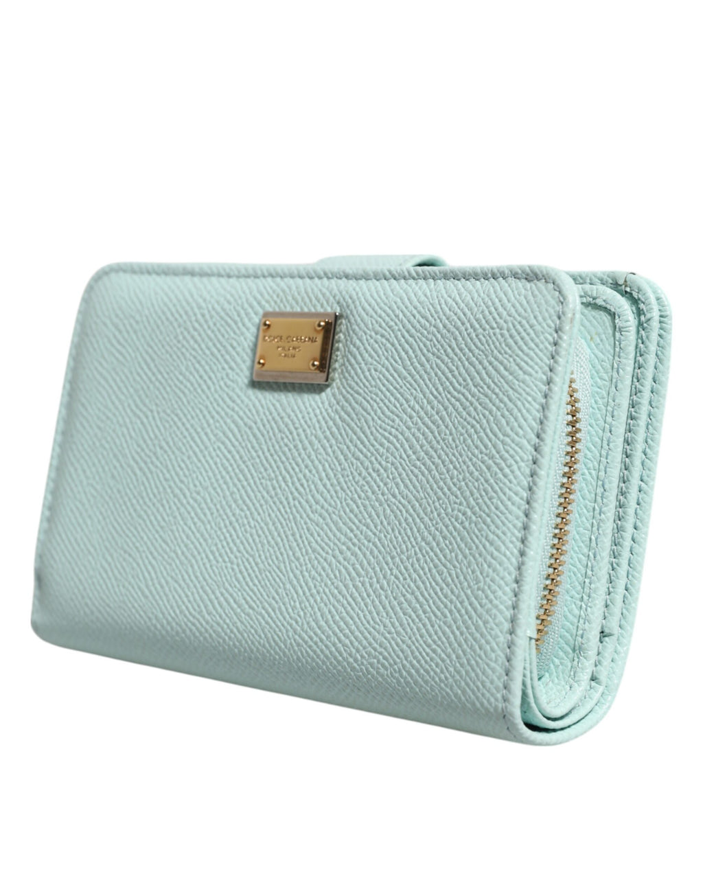 Dolce & Gabbana Mintgrünes Leder Bifold Continental Clutch Portemonnaie
