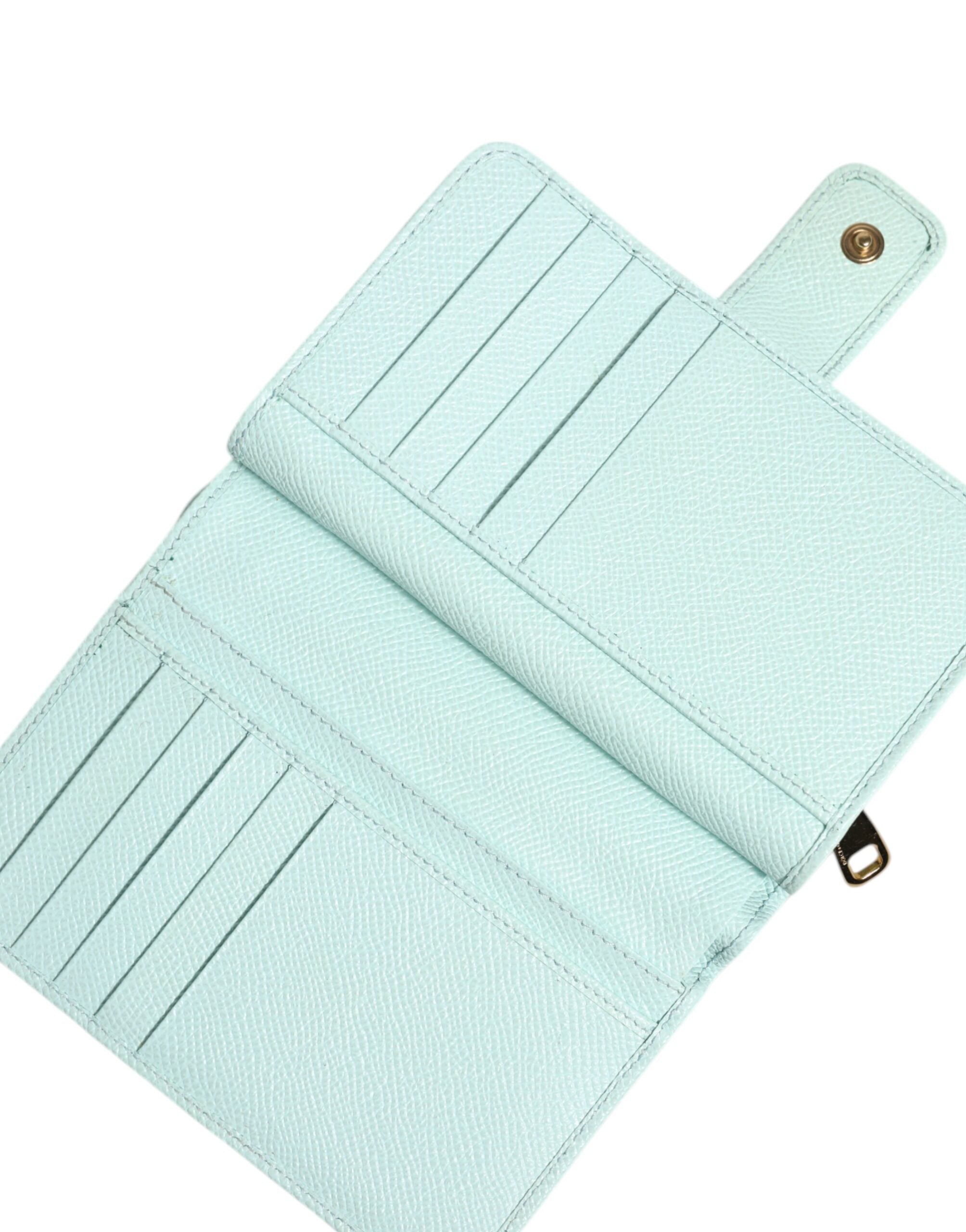 Dolce & Gabbana Mintgrünes Leder Bifold Continental Clutch Portemonnaie