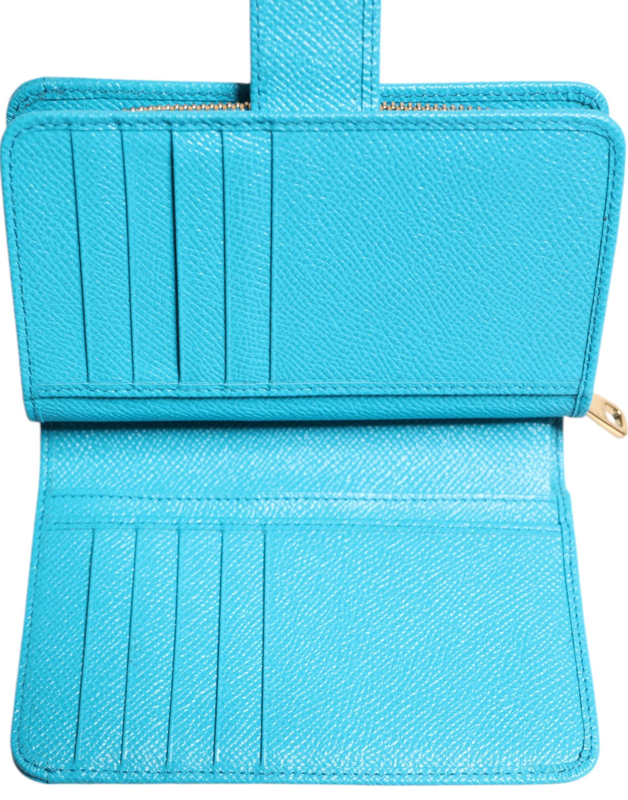 Dolce & Gabbana Hellblaue Leder Bifold Continental Clutch Geldbörse