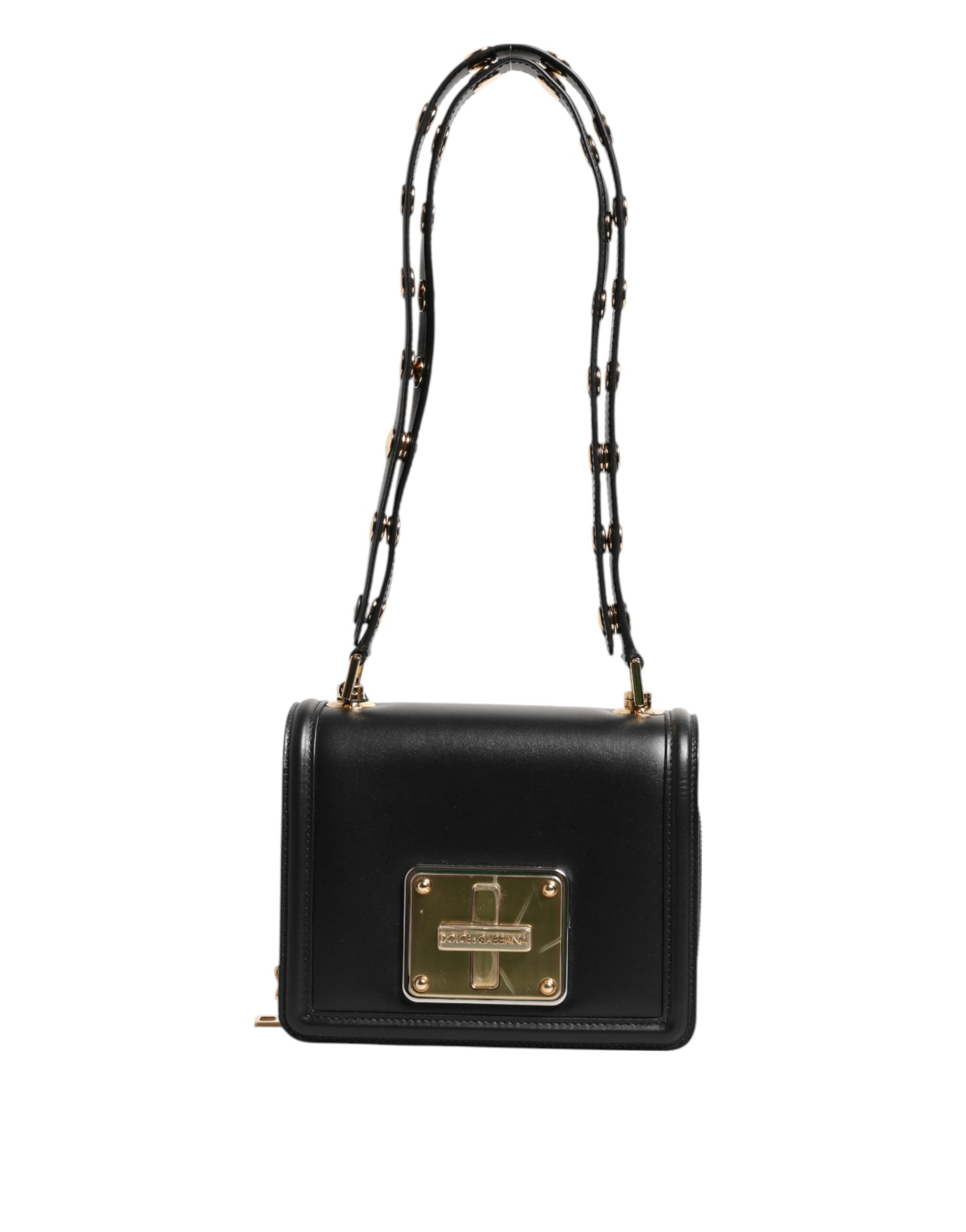 Dolce & Gabbana Schwarze Joy Therapy Lola Umhängetasche aus Leder mit Nieten