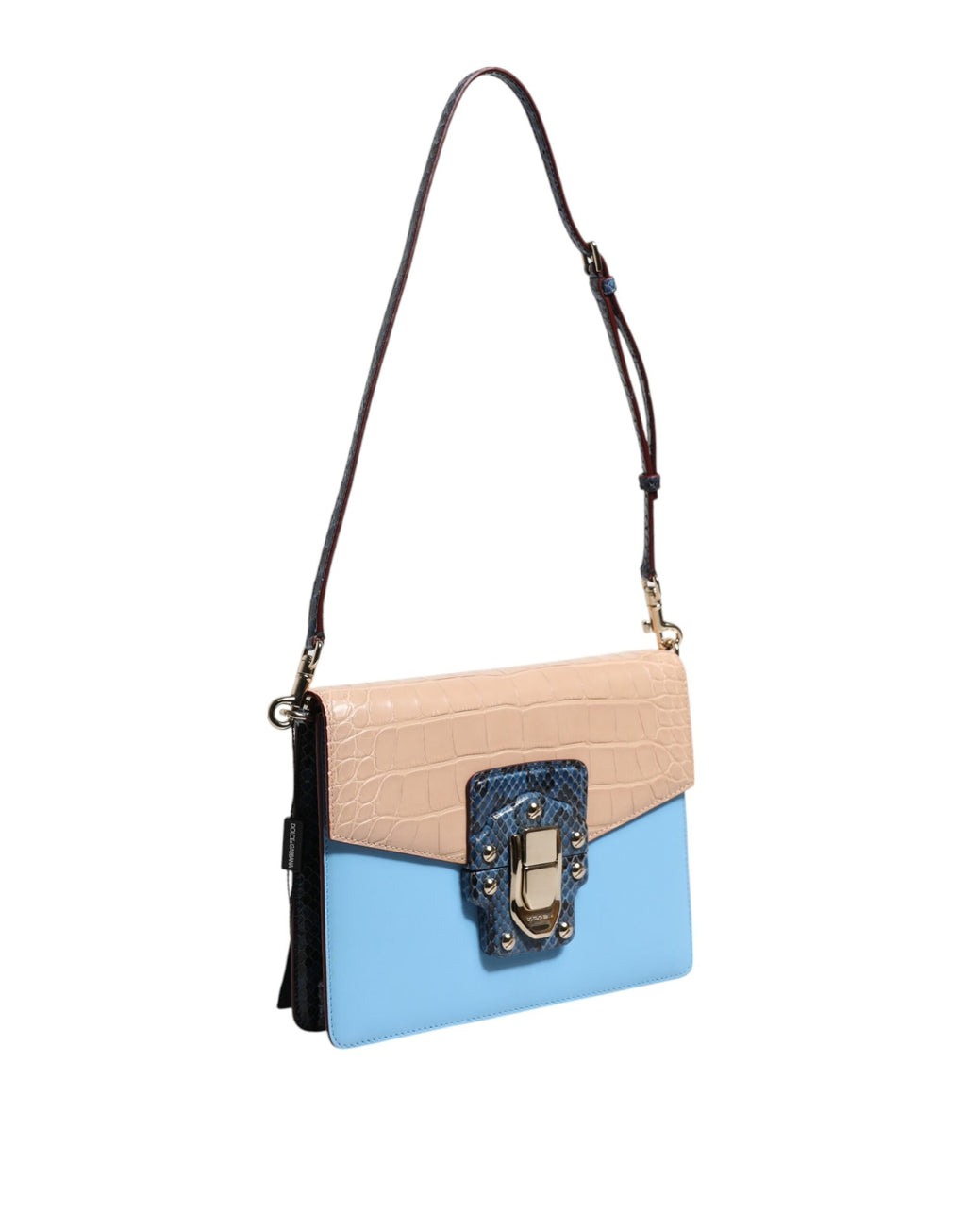 Dolce & Gabbana Blau Beige Exotisches Leder LUCIA Crossbody Tasche
