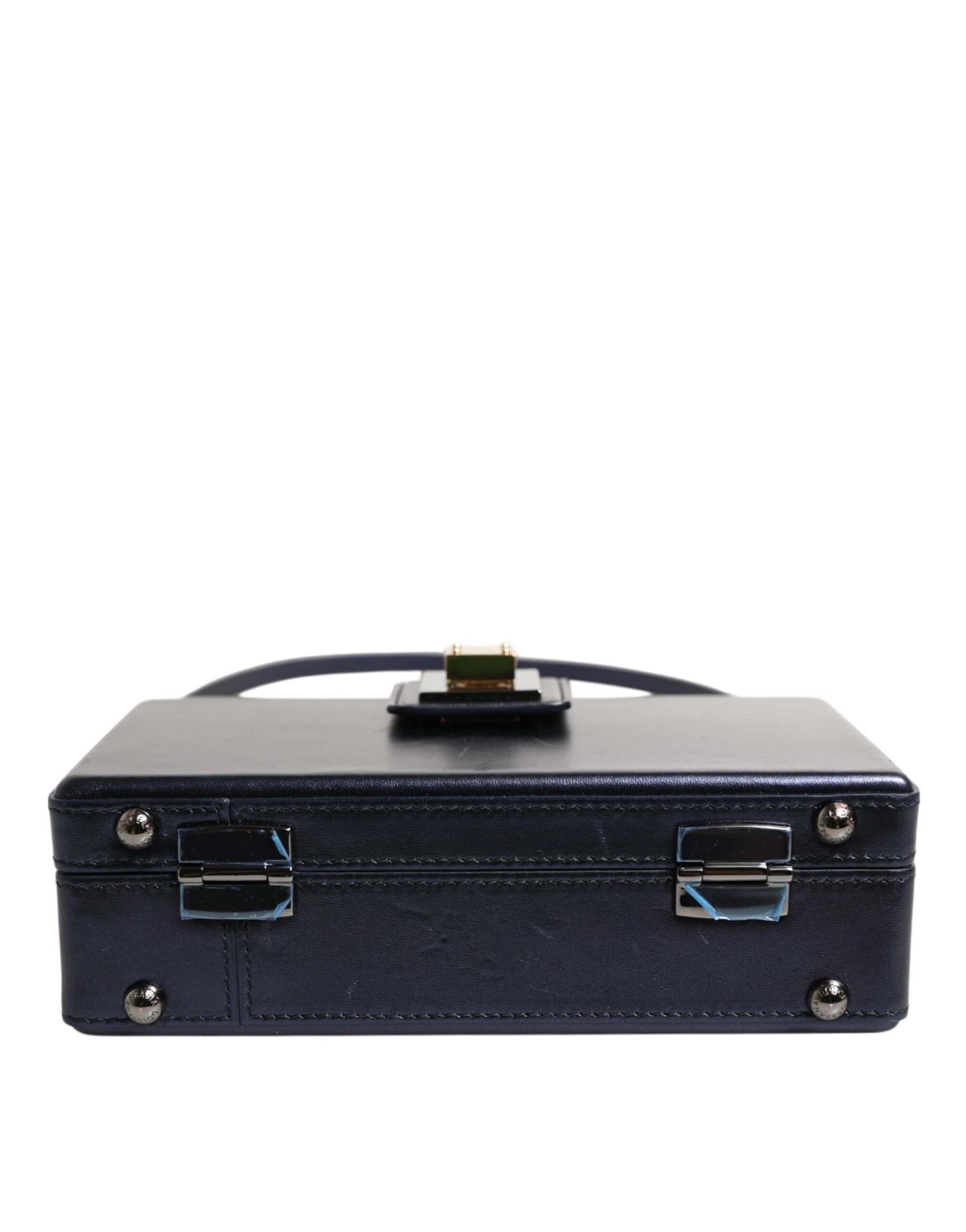 Dolce & Gabbana Blaue DG BOX Lammfell Leder Crossbody Strap Tasche