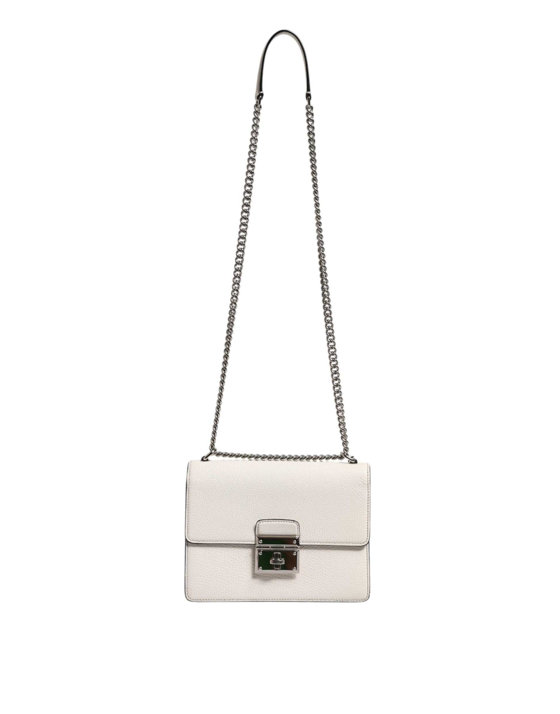 Dolce & Gabbana Weiße Rosalia Kleine Tasche mit Kettenschulterriemen aus Kalbsleder