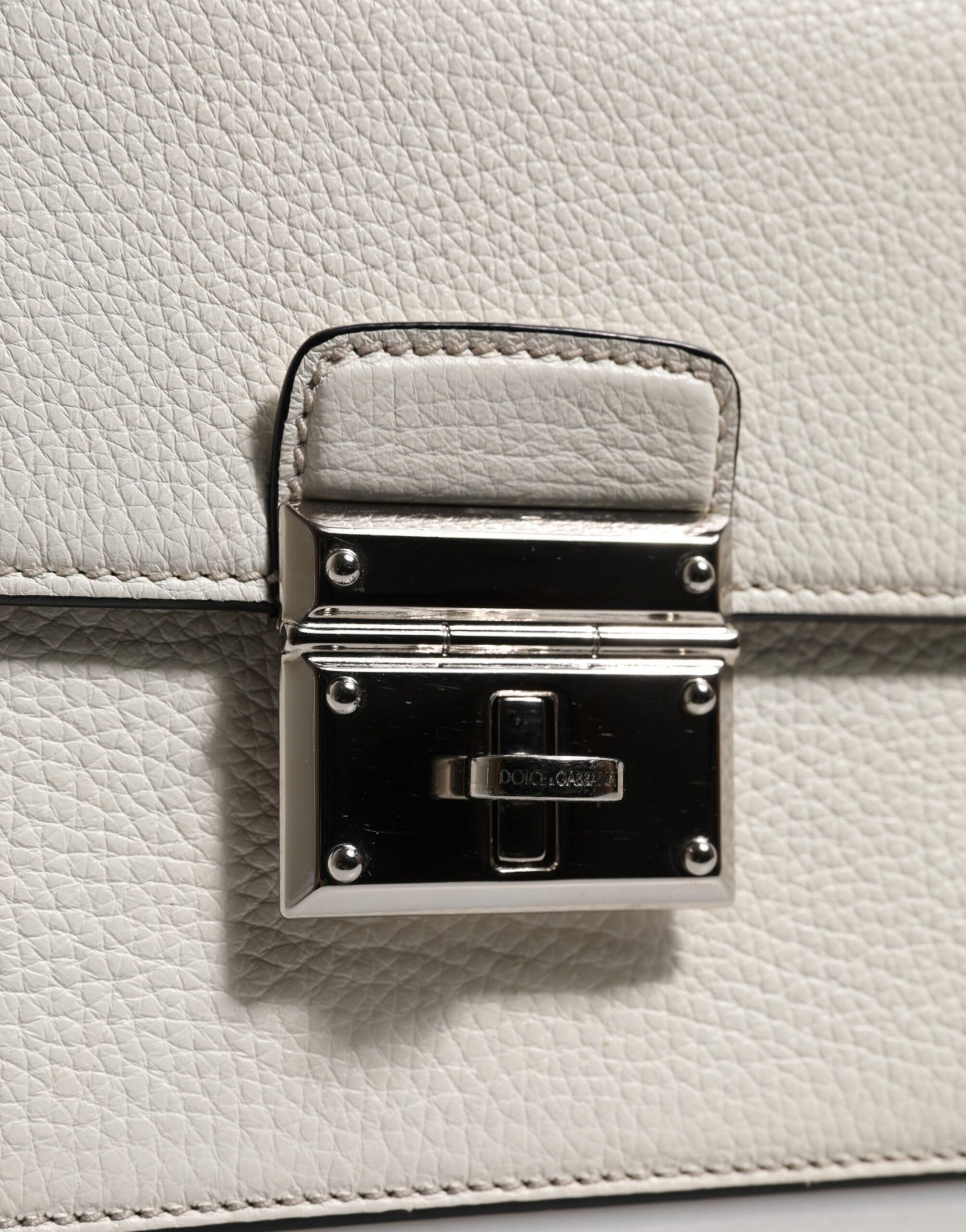 Dolce & Gabbana Weiße Rosalia Kleine Tasche mit Kettenschulterriemen aus Kalbsleder