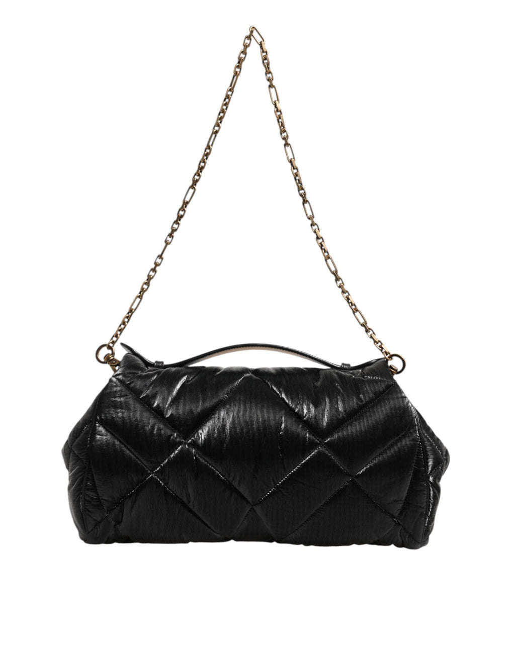 Dolce & Gabbana Schwarz gesteppte Nylon Devotion Satchel Tasche mit Kettenriemen