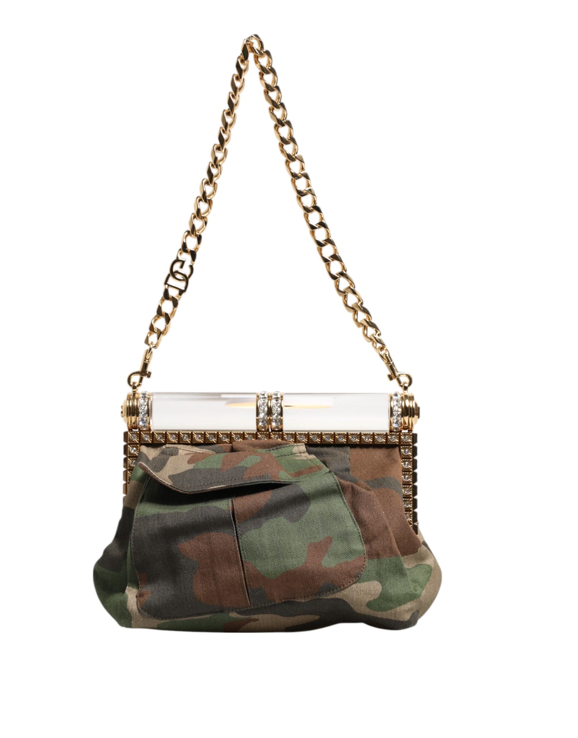 Dolce & Gabbana Multicolor Sicily Medium Camouflage Schulterriemen Tasche