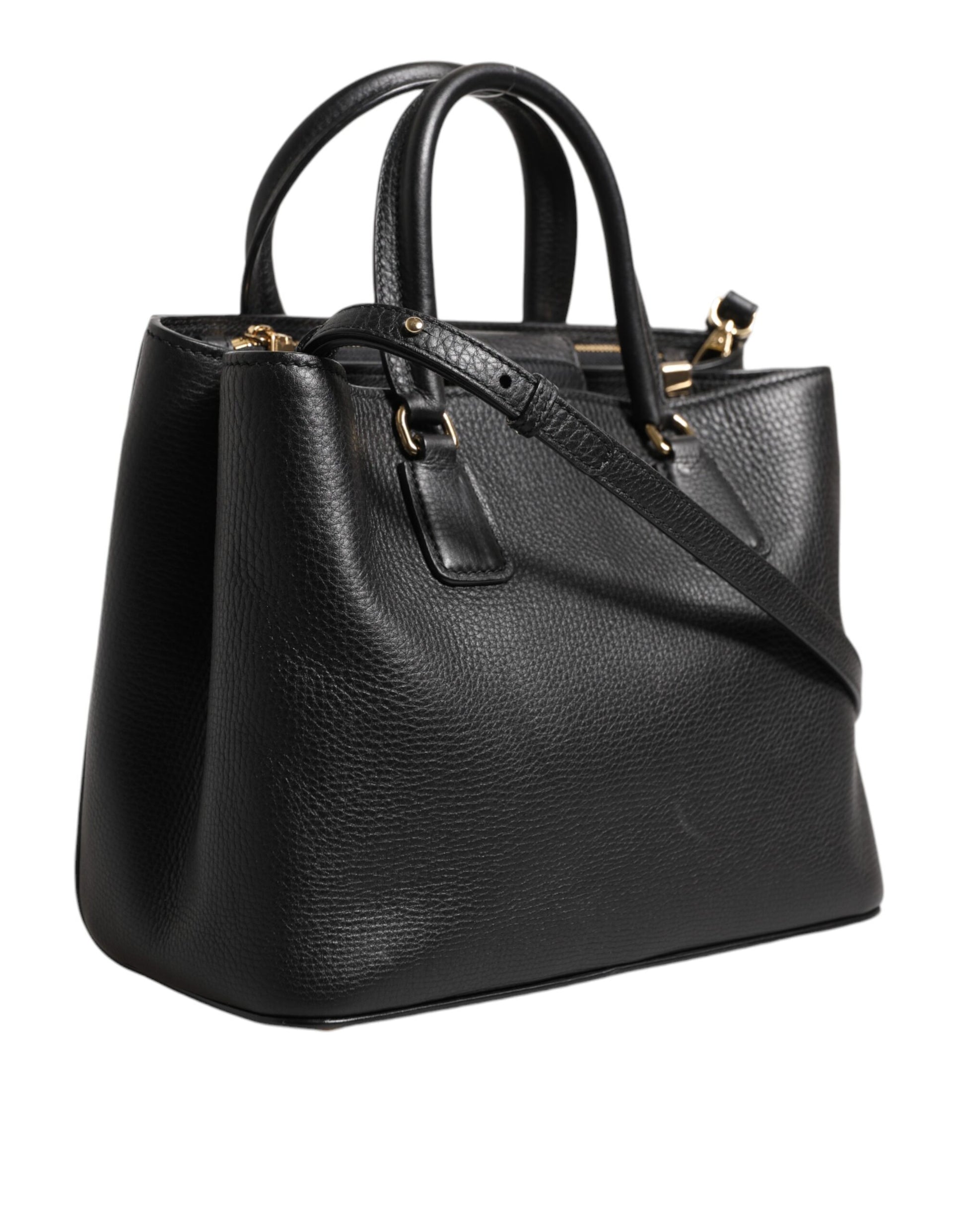 Dolce & Gabbana Schwarze Kalbsleder Logo-Plakette Umhängetasche