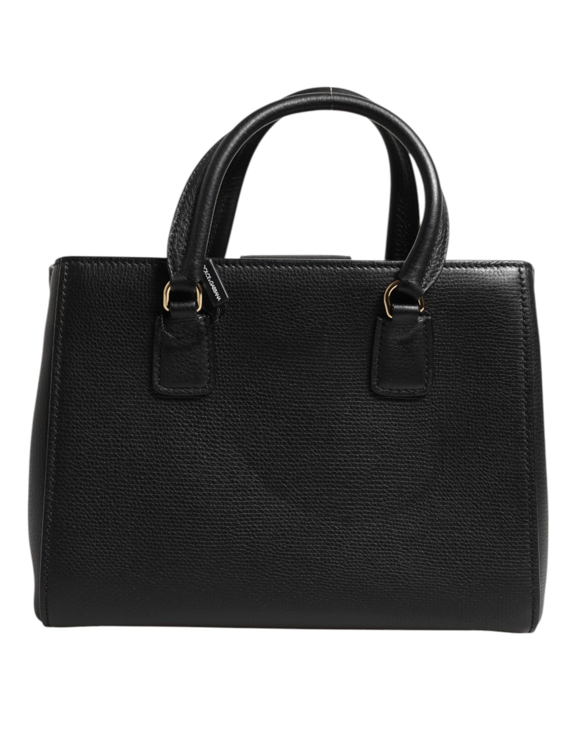 Dolce & Gabbana Schwarze Kalbsleder Logo-Plakette Umhängetasche