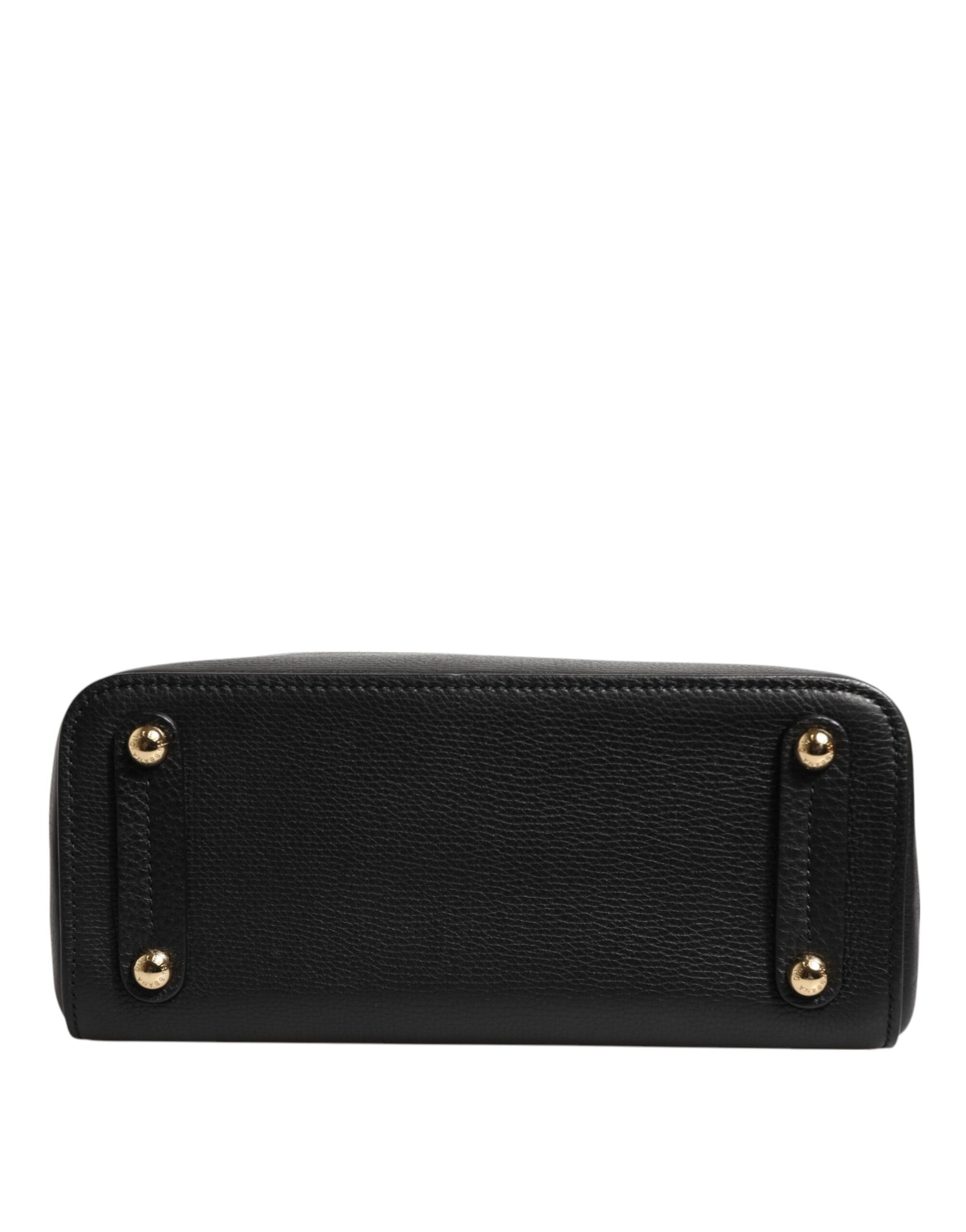 Dolce & Gabbana Schwarze Kalbsleder Logo-Plakette Umhängetasche