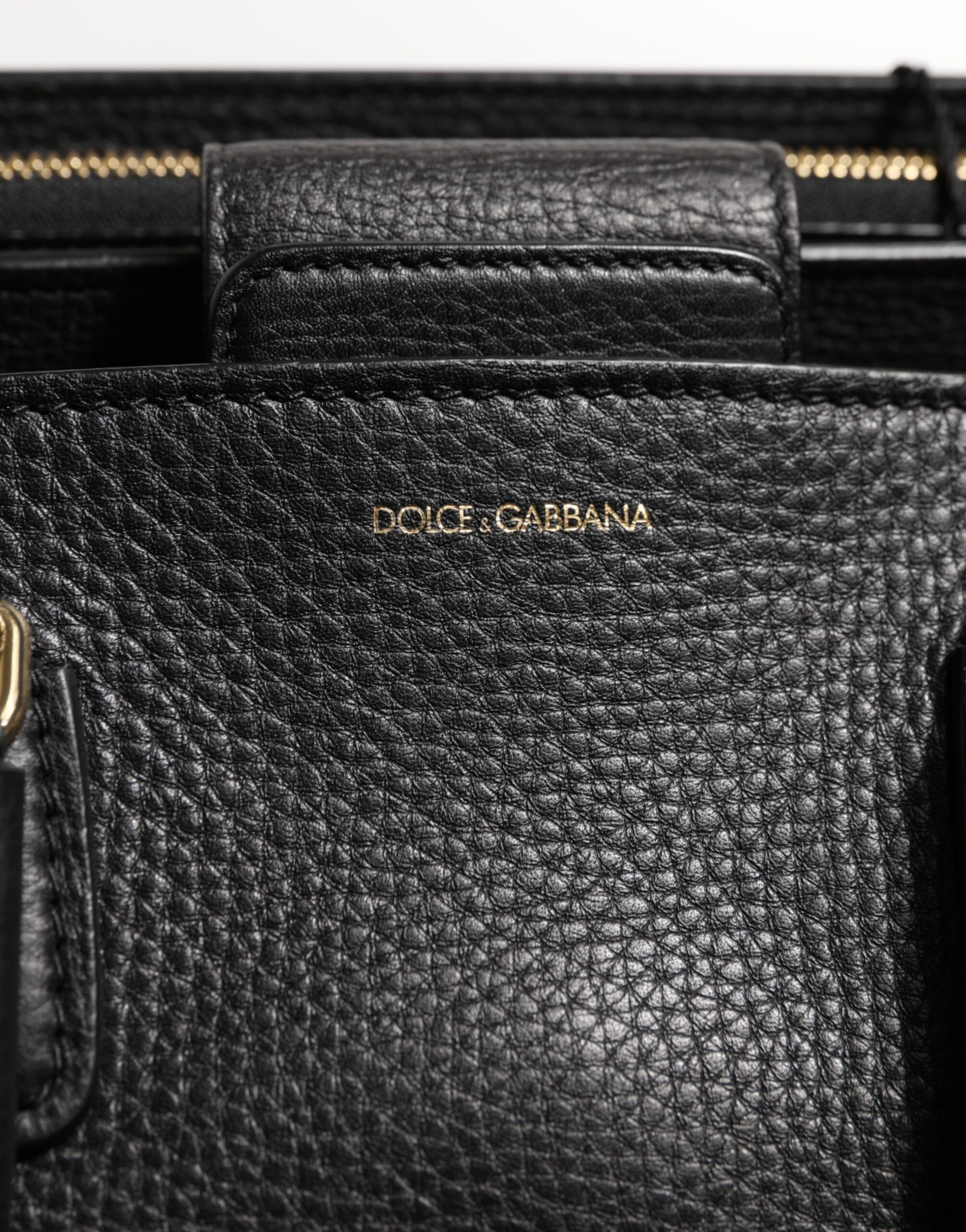 Dolce & Gabbana Schwarze Kalbsleder Logo-Plakette Umhängetasche