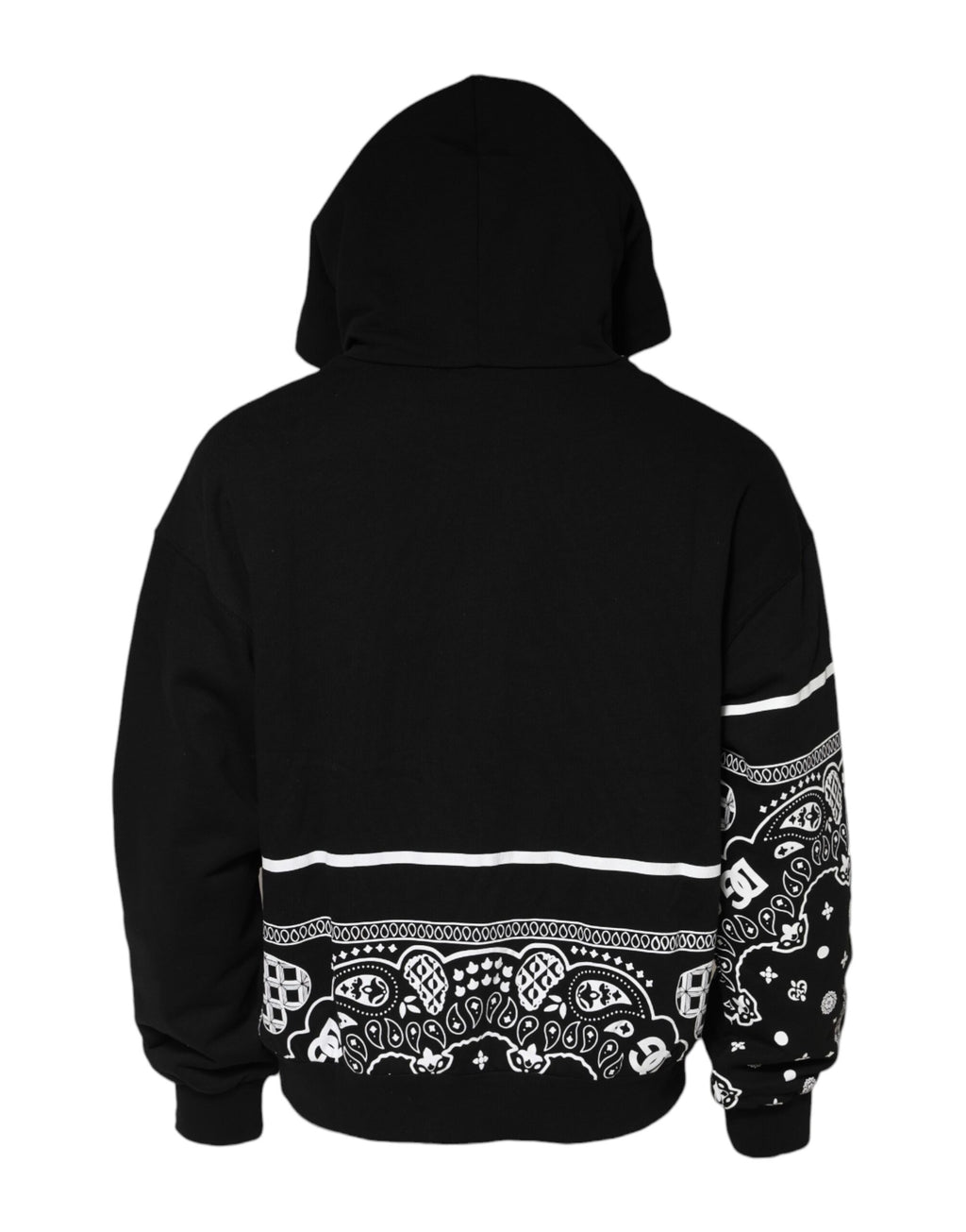 Dolce & Gabbana Schwarzer Kapuzenpullover für Herren mit Bandana-Muster