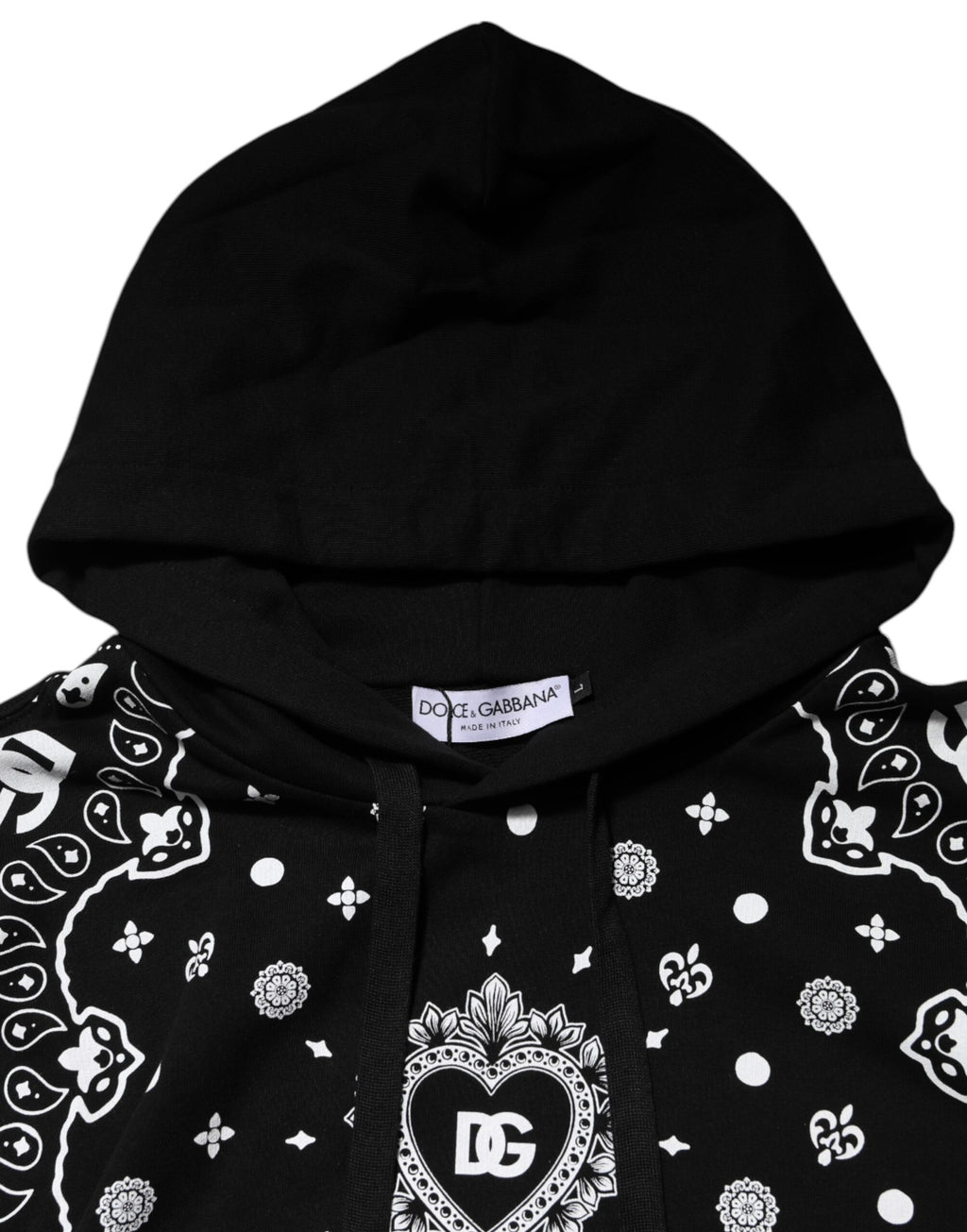 Dolce & Gabbana Schwarzer Kapuzenpullover für Herren mit Bandana-Muster