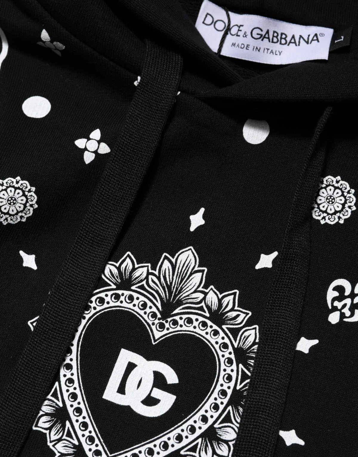 Dolce & Gabbana Schwarzer Kapuzenpullover für Herren mit Bandana-Muster