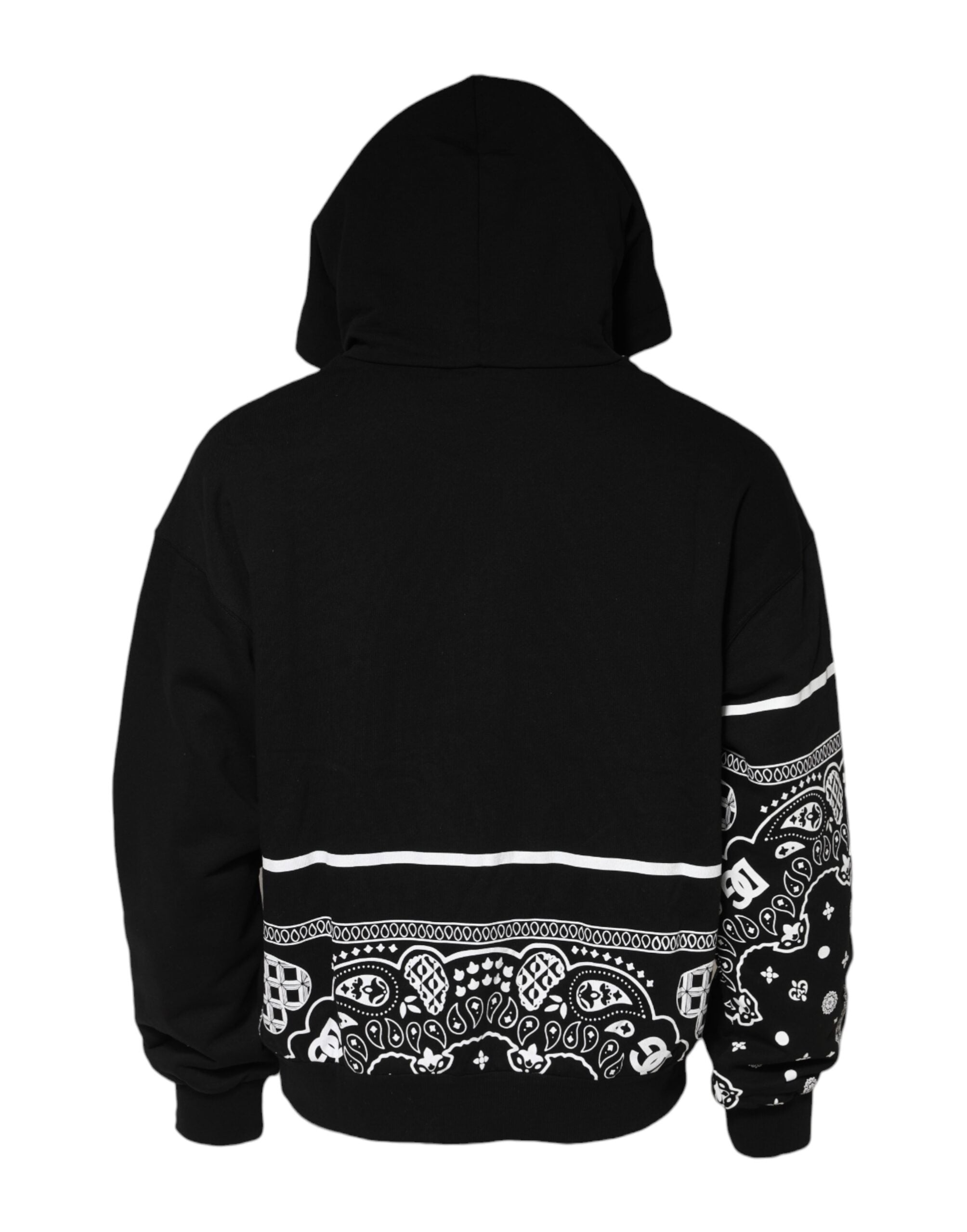 Dolce & Gabbana Schwarzes Bandana Kapuzen-Sweatshirt für Männer Pullover
