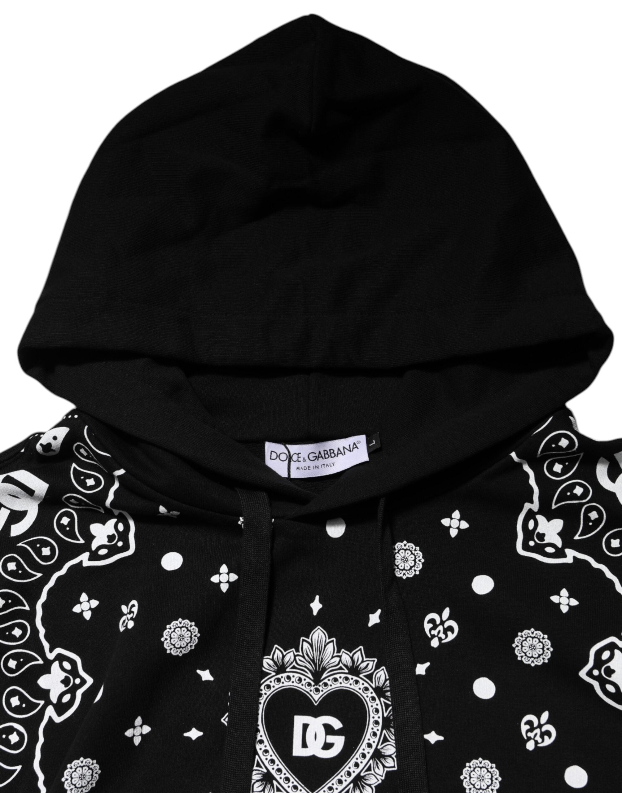 Dolce & Gabbana Schwarzes Bandana Kapuzen-Sweatshirt für Männer Pullover
