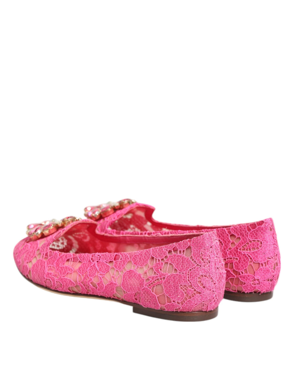 Dolce & Gabbana Rosa Taormina Spitze Kristalle Flats Schuhe