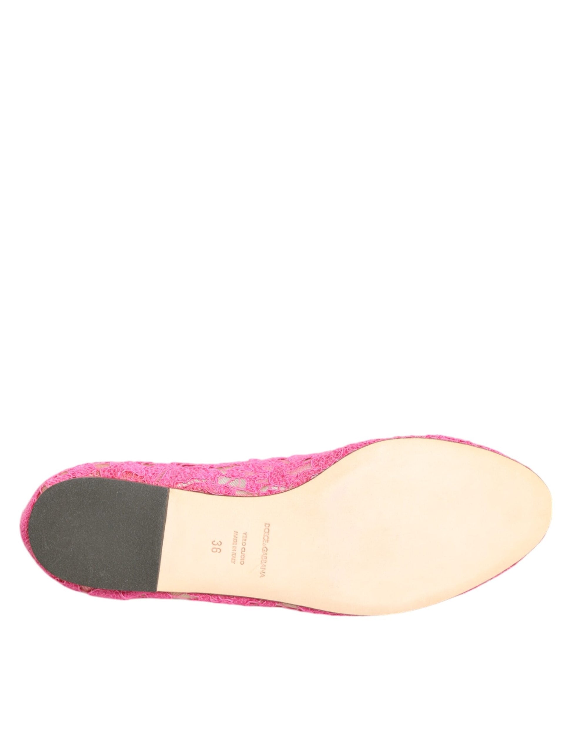 Dolce & Gabbana Rosa Taormina Spitze Kristalle Flats Schuhe